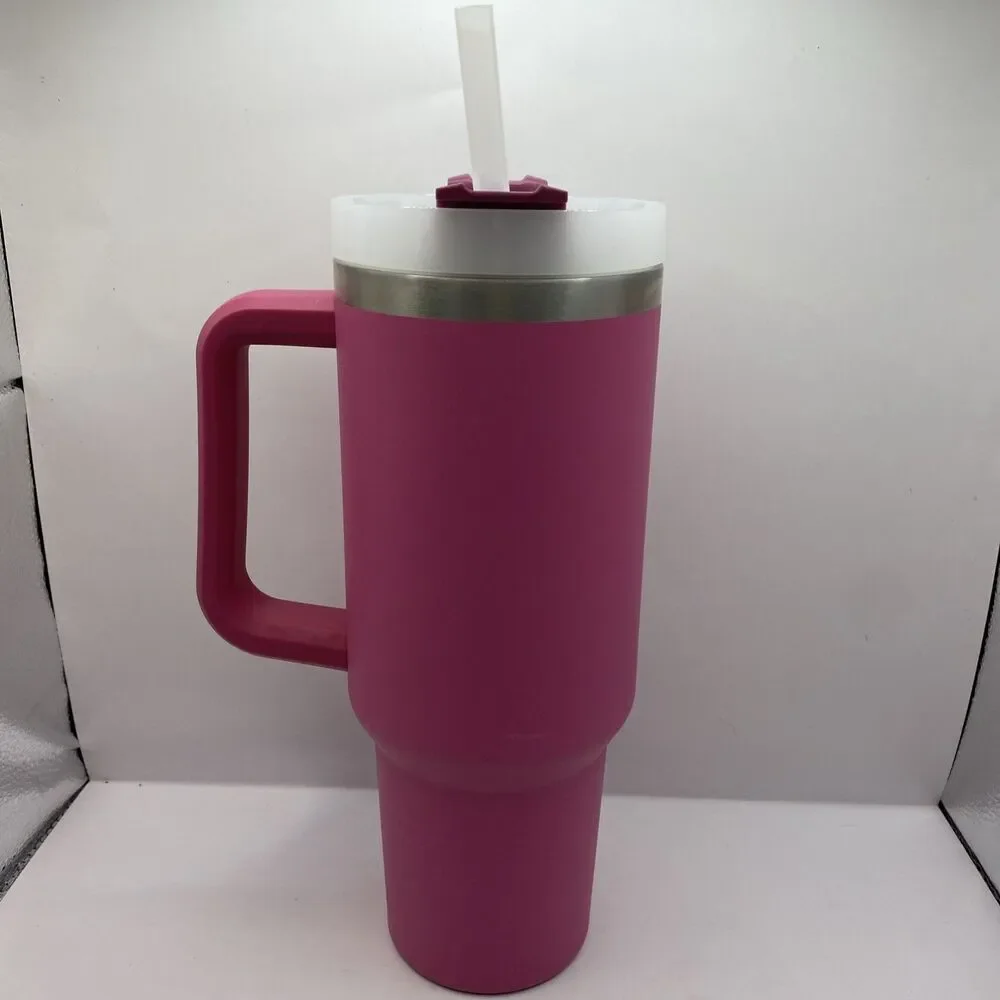 Stanley Insulated Cup 40oz Fuchsia Pink Tumbler with Lid & Straw - Picture 3 of 6